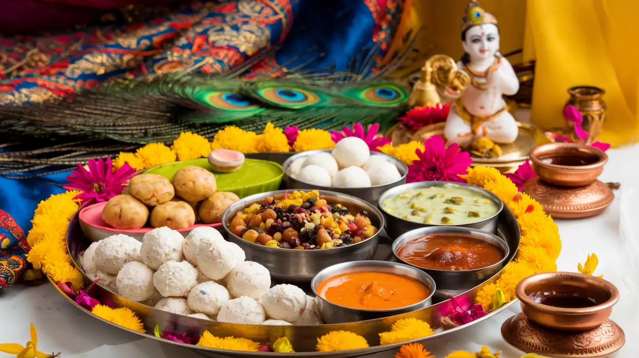 Festive Janmashtami Thali with Sweets and Savories